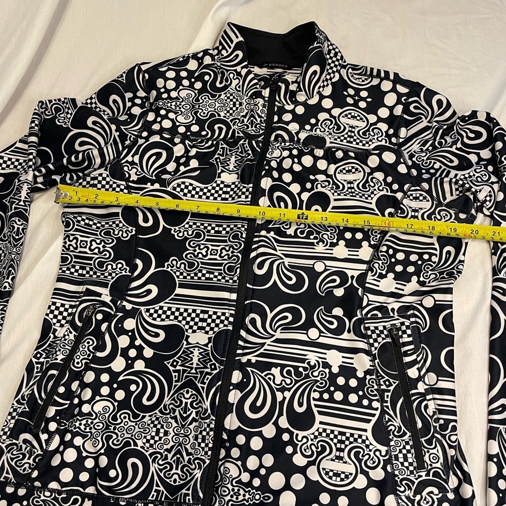 Brooks Jacket Medium Adult Black Abstract Full Zip Pocket Mock Neck Womens L - Picture 6 of 12